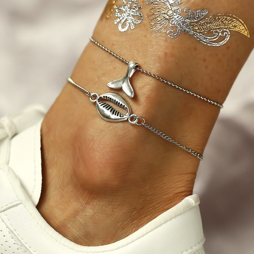 Bulk Jewelry Wholesale Anklet Silver Shell Fish Tail Pendant Alloy JDC-AS-xy248 Wholesale factory from China YIWU China