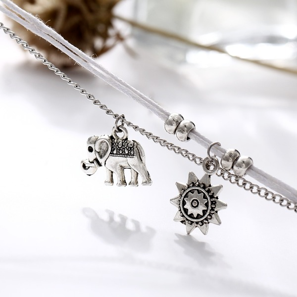 Bulk Jewelry Wholesale Anklet Silver sun, three layers of elephants Alloy JDC-AS-xy254 Wholesale factory from China YIWU China