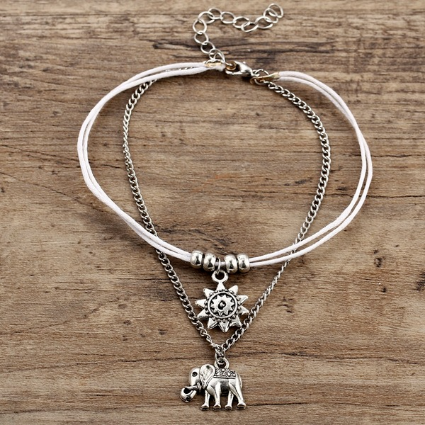 Bulk Jewelry Wholesale Anklet Silver sun, three layers of elephants Alloy JDC-AS-xy254 Wholesale factory from China YIWU China