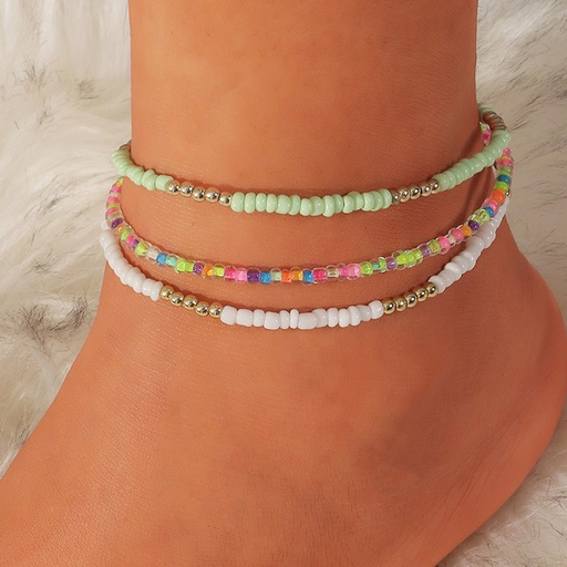 Bulk Jewelry Wholesale Anklet Transparent contrast color rice bead glass JDC-AS-e257 Wholesale factory from China YIWU China