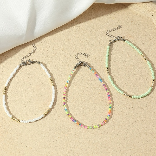 Bulk Jewelry Wholesale Anklet Transparent contrast color rice bead glass JDC-AS-e257 Wholesale factory from China YIWU China
