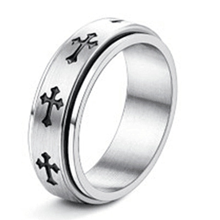 Wholesale Anti-Anxiety Universal Wheel Titanium Steel Rotating Cross Turtle Ring JDC-RS-DingC003 Rings 顶潮 6MM-szj 6 Wholesale Jewelry JoyasDeChina Joyas De China