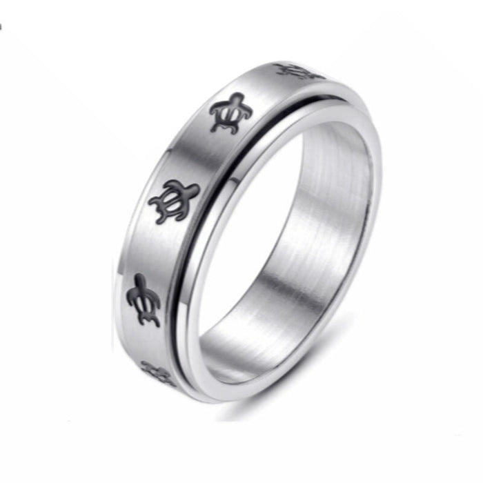 Wholesale Anti-Anxiety Universal Wheel Titanium Steel Rotating Cross Turtle Ring JDC-RS-DingC003 Rings 顶潮 wugui 6 Wholesale Jewelry JoyasDeChina Joyas De China