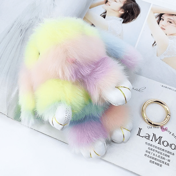 Wholesale artificial hair colored rabbit keychain MOQ≥10 JDC-KC-YZ015 Keychains 永泽 Wholesale Jewelry JoyasDeChina Joyas De China