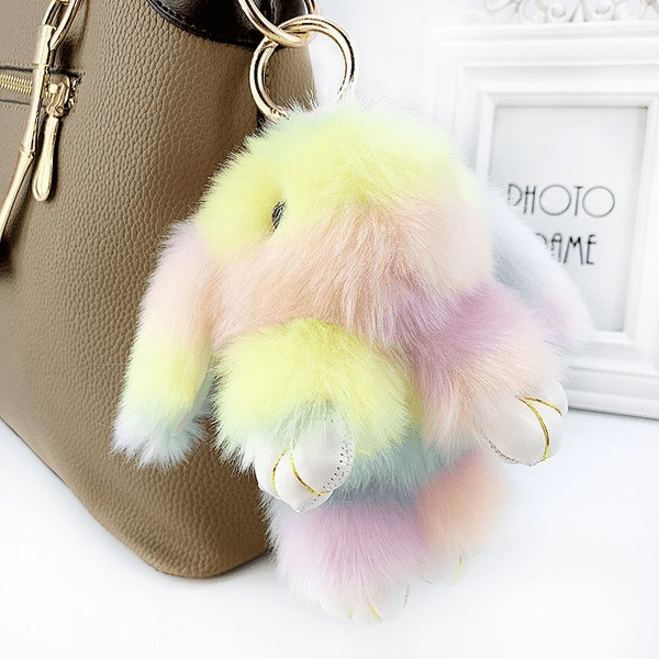Wholesale artificial hair colored rabbit keychain MOQ≥10 JDC-KC-YZ015 Keychains 永泽 Wholesale Jewelry JoyasDeChina Joyas De China