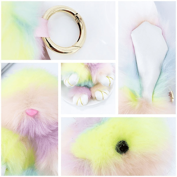 Wholesale artificial hair colored rabbit keychain MOQ≥10 JDC-KC-YZ015 Keychains 永泽 Wholesale Jewelry JoyasDeChina Joyas De China