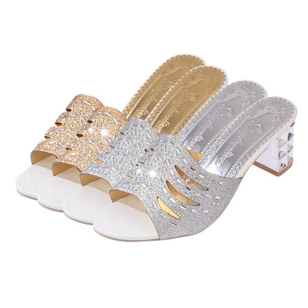 Bulk Jewelry Wholesale artificial Pu hollow thick heel women's slippers JDC-SP-GQ047 Wholesale factory from China YIWU China