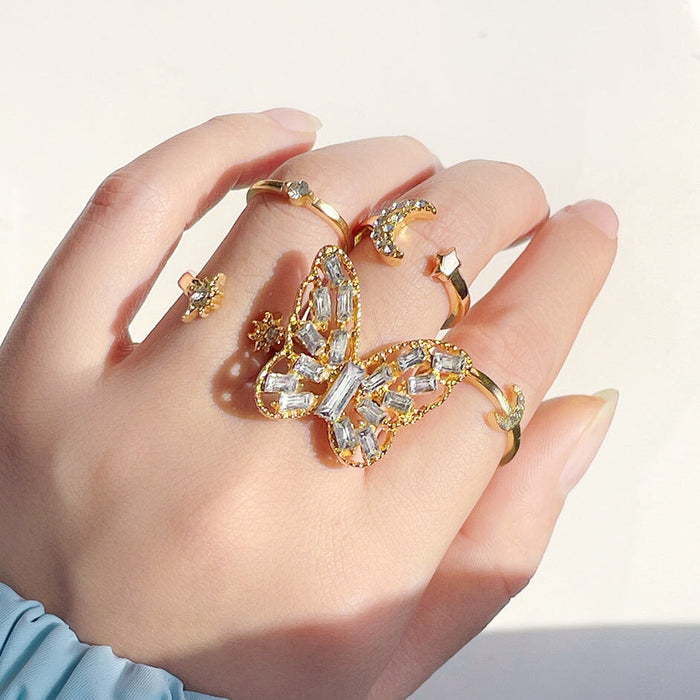 Wholesale Astral Crescent Vintage Alloy Joint Ring 9 Piece Set JDC-RS-F077 Rings 韩之尚 01 Alloy Wholesale Jewelry JoyasDeChina Joyas De China