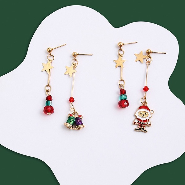 Wholesale asymmetric christmas alloy earrings JDC-ES-F544 Earrings JoyasDeChina Wholesale Jewelry JoyasDeChina Joyas De China