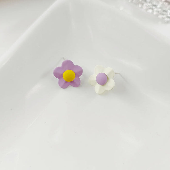 Wholesale asymmetric flower alloy stud earrings JDC-ES-HZQ005 Earrings 青之荷 Wholesale Jewelry JoyasDeChina Joyas De China