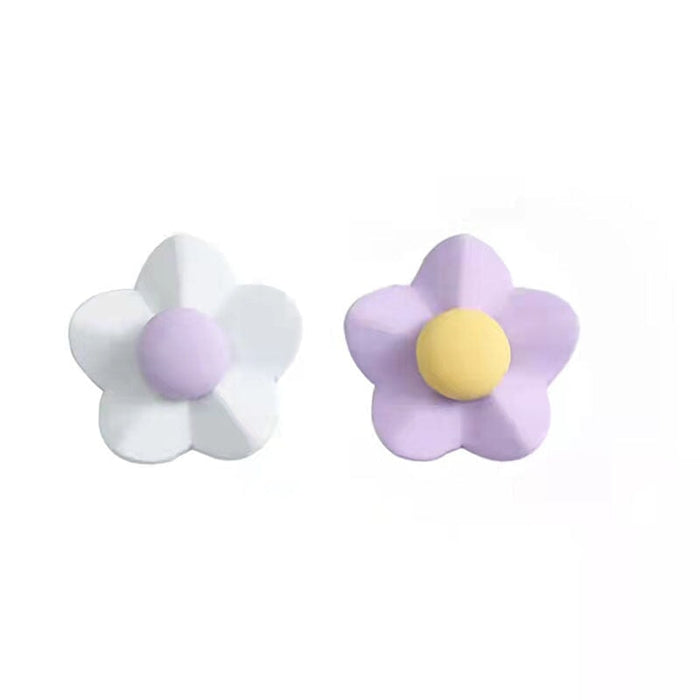 Wholesale asymmetric flower alloy stud earrings JDC-ES-HZQ005 Earrings 青之荷 Wholesale Jewelry JoyasDeChina Joyas De China