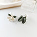 Wholesale asymmetric leaf gardenia flower pearl alloy earrings JDC-ES-HZQ004 Earrings 青之荷 1 Wholesale Jewelry JoyasDeChina Joyas De China