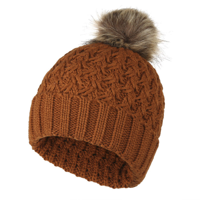 Wholesale autumn and winter knitted wool ball hat JDC-FH-GSYH013 Fashionhat 予画 caramel color one size Wholesale Jewelry JoyasDeChina Joyas De China