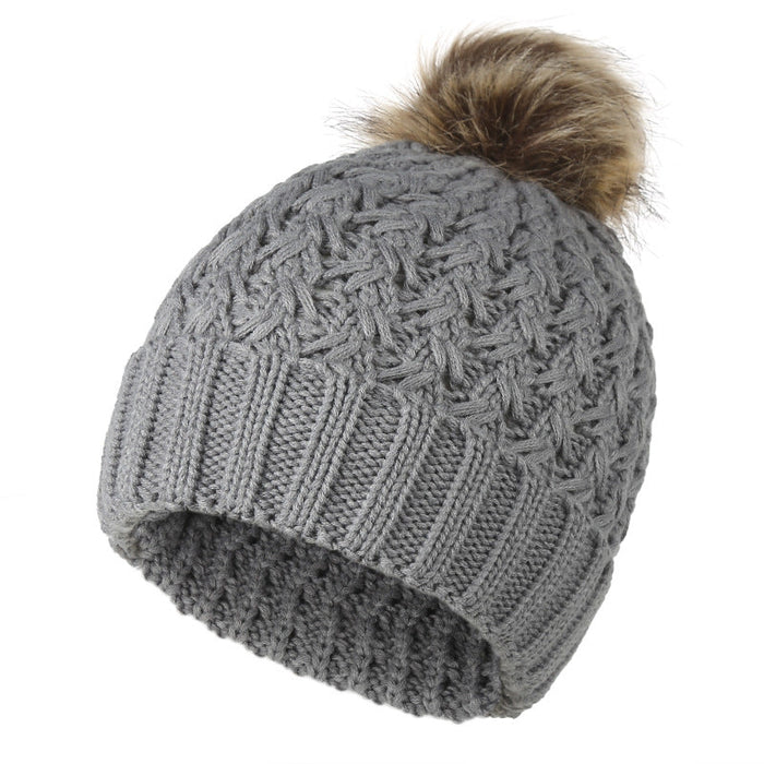 Wholesale autumn and winter knitted wool ball hat JDC-FH-GSYH013 Fashionhat 予画 grey one size Wholesale Jewelry JoyasDeChina Joyas De China