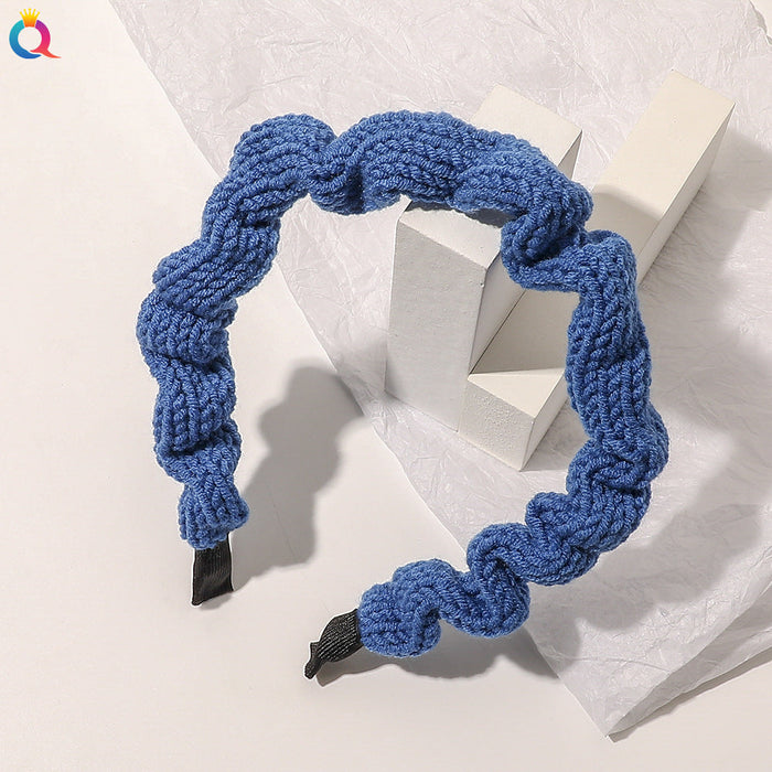 Wholesale autumn and winter knitted wool hair hoops JDC-HD-QY009 Headband JoyasDeChina denim blue Wholesale Jewelry JoyasDeChina Joyas De China