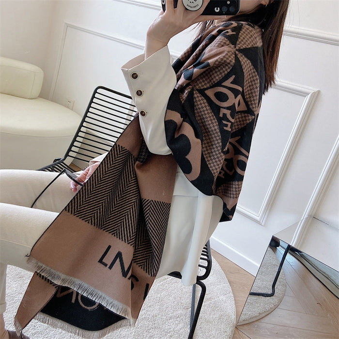 Wholesale autumn and winter thick double-sided Bib JDC-SF-SL006 scarf JoyasDeChina brown Above 175cm Wholesale Jewelry JoyasDeChina Joyas De China