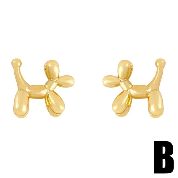 Wholesale Balloon Dog Copper 18K Gold Plated Earrings JDC-ES-AS-010 Earrings 翱?N Wholesale Jewelry JoyasDeChina Joyas De China