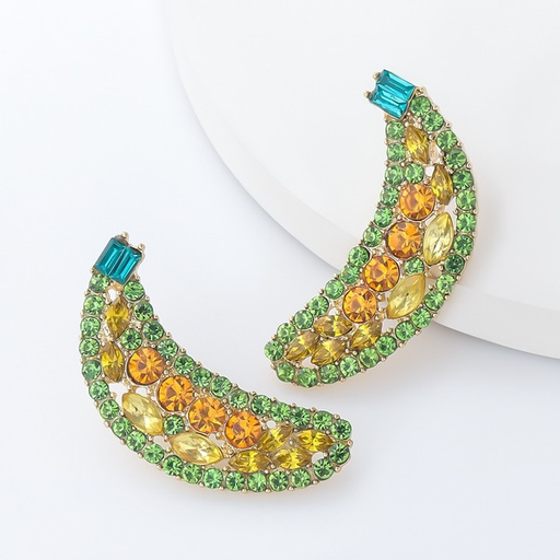 Wholesale banana glass diamond alloy earrings JDC-ES-JL078 Earrings JoyasDeChina Wholesale Jewelry JoyasDeChina Joyas De China