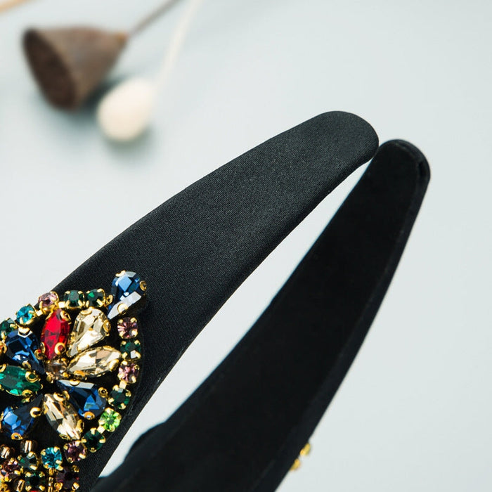 Wholesale Baroque Stained Glass Drill Flower Cloth Headband JDC-HD-YiS001 Headband 镱森 Wholesale Jewelry JoyasDeChina Joyas De China