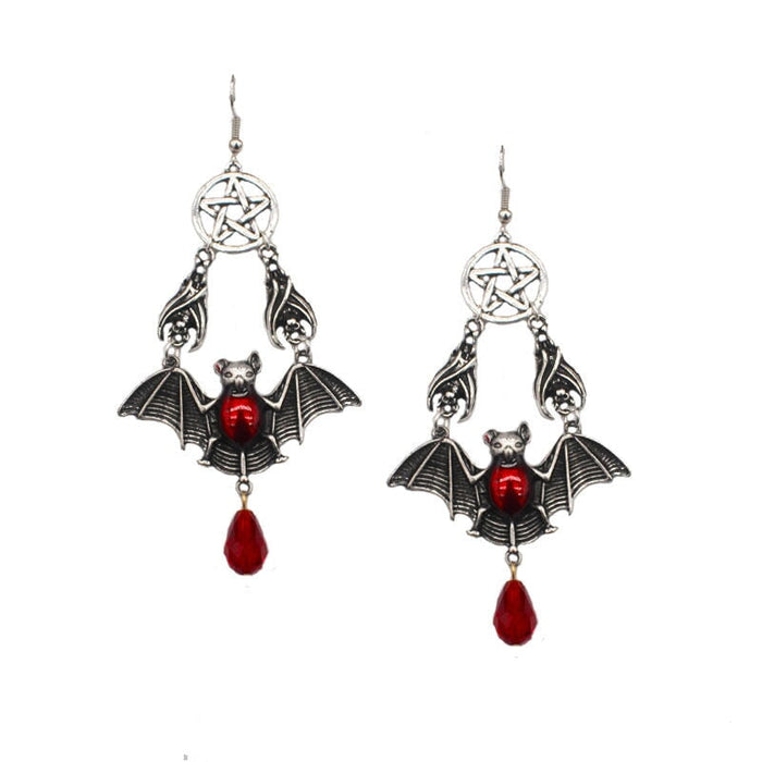 Wholesale bat red drip oil pentagram alloy earrings JDC-ES-YYFF005 Earrings 燕羽飞飞 Wholesale Jewelry JoyasDeChina Joyas De China