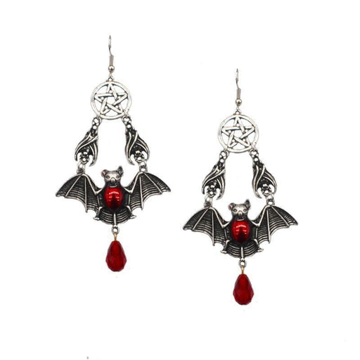 Wholesale bat red drip oil pentagram alloy earrings JDC-ES-YYFF005 Earrings 燕羽飞飞 Wholesale Jewelry JoyasDeChina Joyas De China