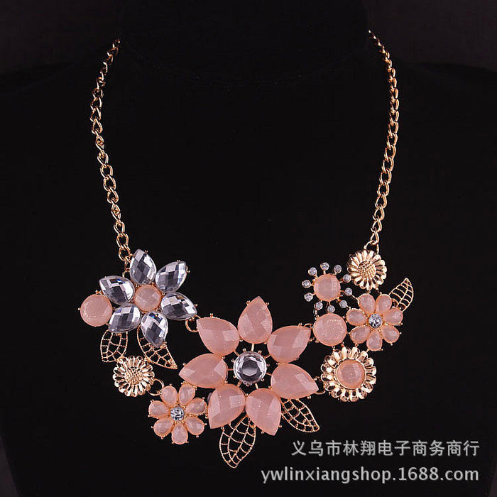 Wholesale bauhinia flower alloy rhinestone necklace JDC-NE-GSGL003 necklaces JoyasDeChina 1646a pink Wholesale Jewelry JoyasDeChina Joyas De China