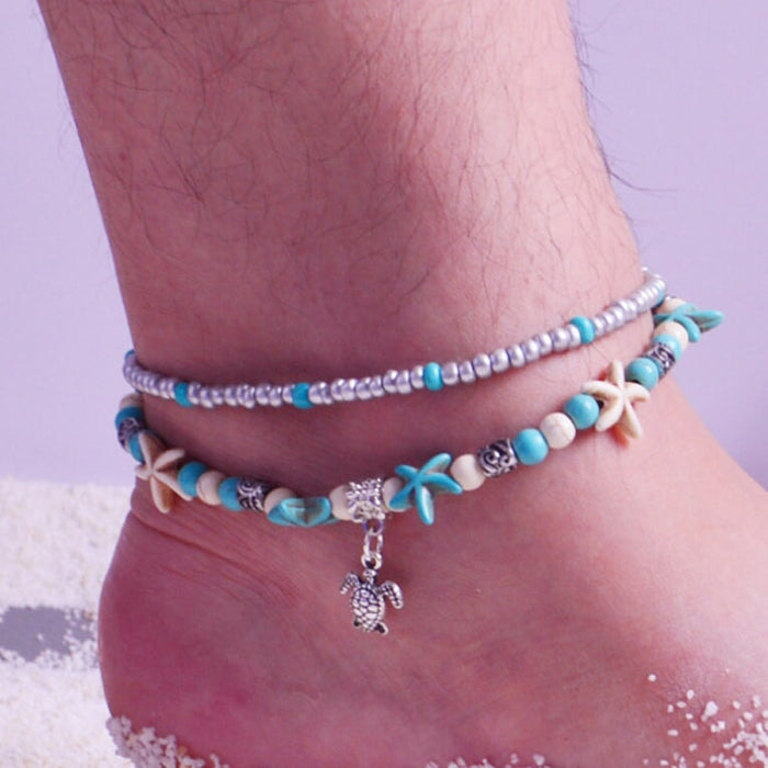 Wholesale beach couple suit shell foot ornaments anklets JDC-AS-YeB001 anklets 烨贝 Wholesale Jewelry JoyasDeChina Joyas De China