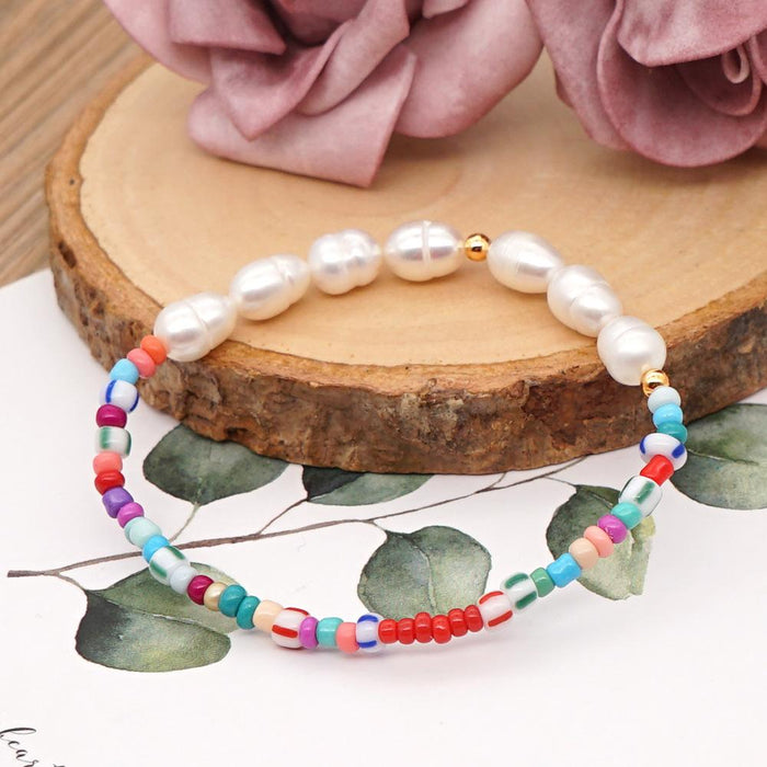 Bulk Jewelry Wholesale beach style colorful rice Beads White Pearl Bracelet JDC-gbh392 Wholesale factory from China YIWU China