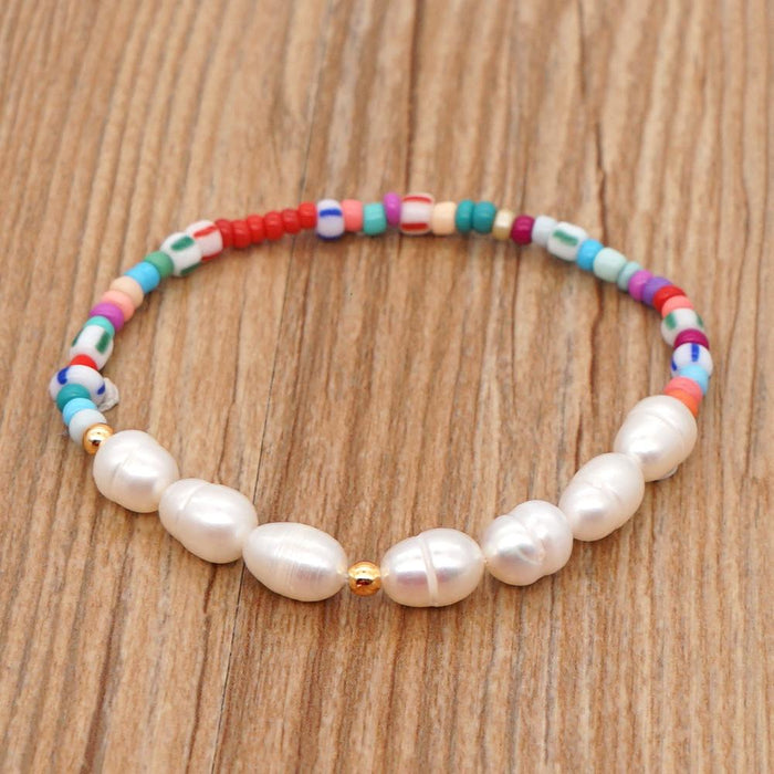 Bulk Jewelry Wholesale beach style colorful rice Beads White Pearl Bracelet JDC-gbh392 Wholesale factory from China YIWU China