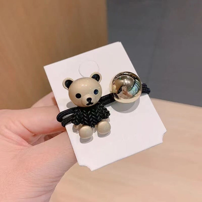 Wholesale Bear Cartoon Resin Plastic Hair Scrunchies (F) JDC-HS-QiuC001 Hair Scrunchies 秋澈 black Wholesale Jewelry JoyasDeChina Joyas De China