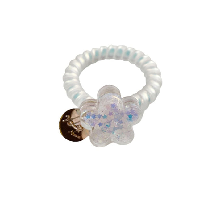 Wholesale Bear Transparent Flower Telephone Cord (F) JDC-HS-YiT004 Hair Scrunchies 亦桐 Wholesale Jewelry JoyasDeChina Joyas De China