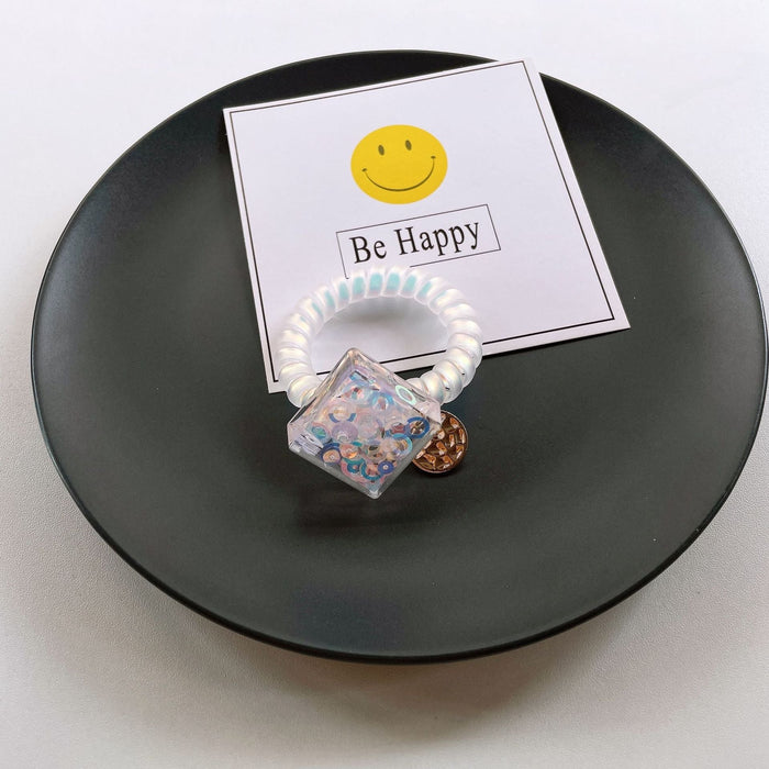 Wholesale Bear Transparent Flower Telephone Cord (F) JDC-HS-YiT004 Hair Scrunchies 亦桐 Fang Wholesale Jewelry JoyasDeChina Joyas De China