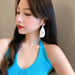 Wholesale Beige checkerboard earrings JDC-ES-YWJQ027 Earrings 精巧 Wholesale Jewelry JoyasDeChina Joyas De China