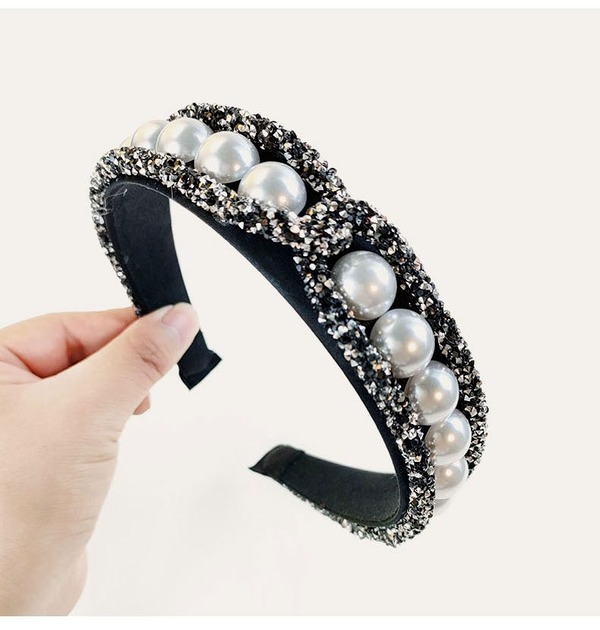 Bulk Jewelry Wholesale Bejeweled black shiny heavy pearl headband JDC-HD-O066 Wholesale factory from China YIWU China
