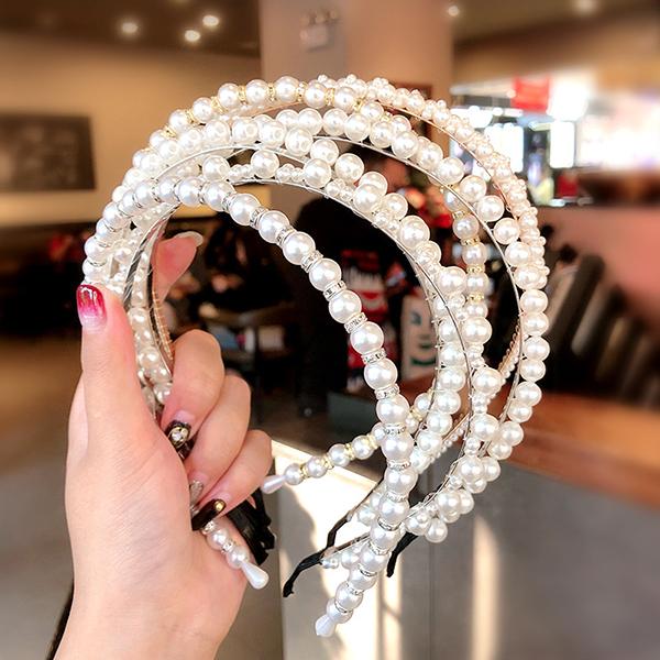 Bulk Jewelry Wholesale Bejeweled Handmade pearl headband twisted fishing line beaded headband JDC-HD-i002 Wholesale factory from China YIWU China