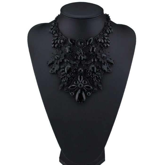 Wholesale big flower necklace JDC-NE-JQ126 NECKLACE 佳琪 black Wholesale Jewelry JoyasDeChina Joyas De China