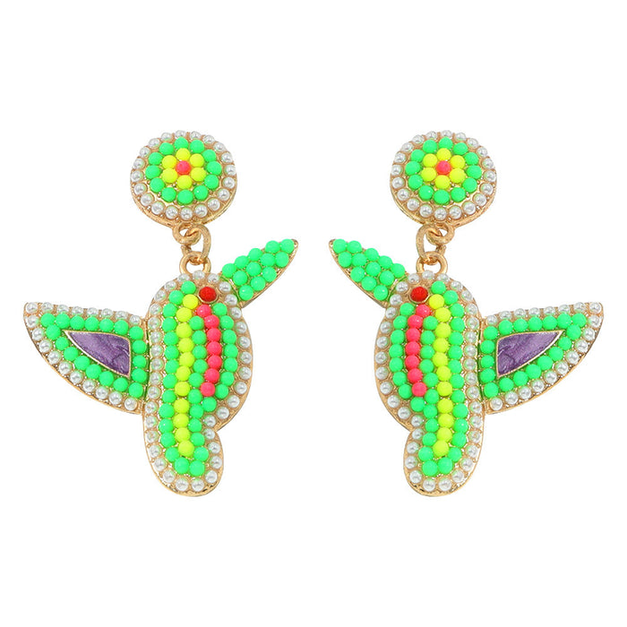 Wholesale Bird Diamond Alloy Earrings JDC-ES-V222 Earrings JoyasDeChina green Wholesale Jewelry JoyasDeChina Joyas De China