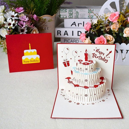 Wholesale birthday cake stereo special paper greeting card MOQ≥2 JDC-GC-QW027 Greeting Card 奇蚁文化 Wholesale Jewelry JoyasDeChina Joyas De China