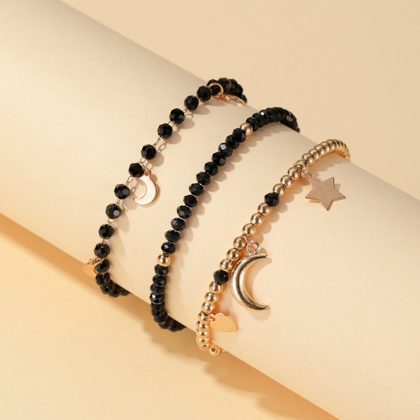 Bulk Jewelry Wholesale black alloy black beaded star moon bracelet JDC-BT-D530 Wholesale factory from China YIWU China