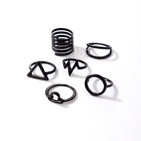 Bulk Jewelry Wholesale black alloy black spring lightning ring 6-piece set JDC-RS-C113 Wholesale factory from China YIWU China