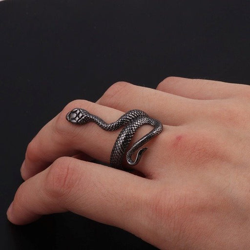 Wholesale black alloy snake ring JDC-RS-NingL025 Rings 宁蓝 Wholesale Jewelry JoyasDeChina Joyas De China