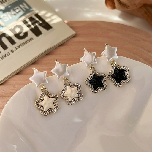 Wholesale black and white alloy Star Earrings JDC-ES-MS82 Earrings JoyasDeChina Wholesale Jewelry JoyasDeChina Joyas De China