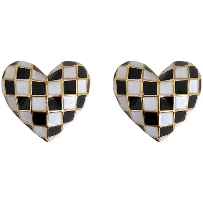Wholesale Black and White Checkerboard Alloy Earrings JDC-ES-A068 Earrings 妙雅 1 Wholesale Jewelry JoyasDeChina Joyas De China