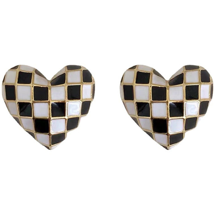 Wholesale Black and White Checkerboard Alloy Earrings JDC-ES-A068 Earrings 妙雅 Wholesale Jewelry JoyasDeChina Joyas De China