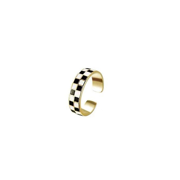 Wholesale Black and White Checkerboard Copper Rings JDC-RS-XuF004 Rings 旭帆 Wholesale Jewelry JoyasDeChina Joyas De China