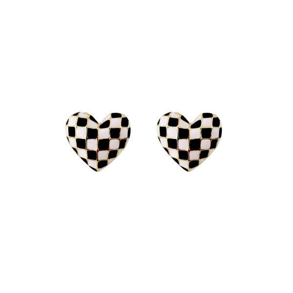 Wholesale black and white checkerboard earrings JDC-ES-YWJQ026 Earrings 精巧 Wholesale Jewelry JoyasDeChina Joyas De China