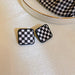 Wholesale black and White Checkered alloy earrings JDC-ES-BY-106 Earrings 宝钰 8 Wholesale Jewelry JoyasDeChina Joyas De China