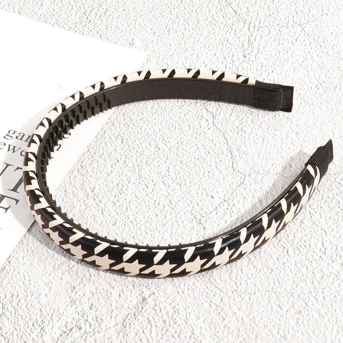Wholesale black and white leather headband JDC-HD-PZ011 Headband 彡郰 houndstooth Wholesale Jewelry JoyasDeChina Joyas De China