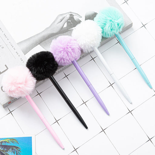 Wholesale black and white metal hair ball ballpoint pen JDC-BP-Huah002 Ballpoint Pen 华豪 Wholesale Jewelry JoyasDeChina Joyas De China