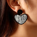 Wholesale black and white plaid acrylic earrings JDC-ES-NZ042 Earrings 奈珠 Wholesale Jewelry JoyasDeChina Joyas De China